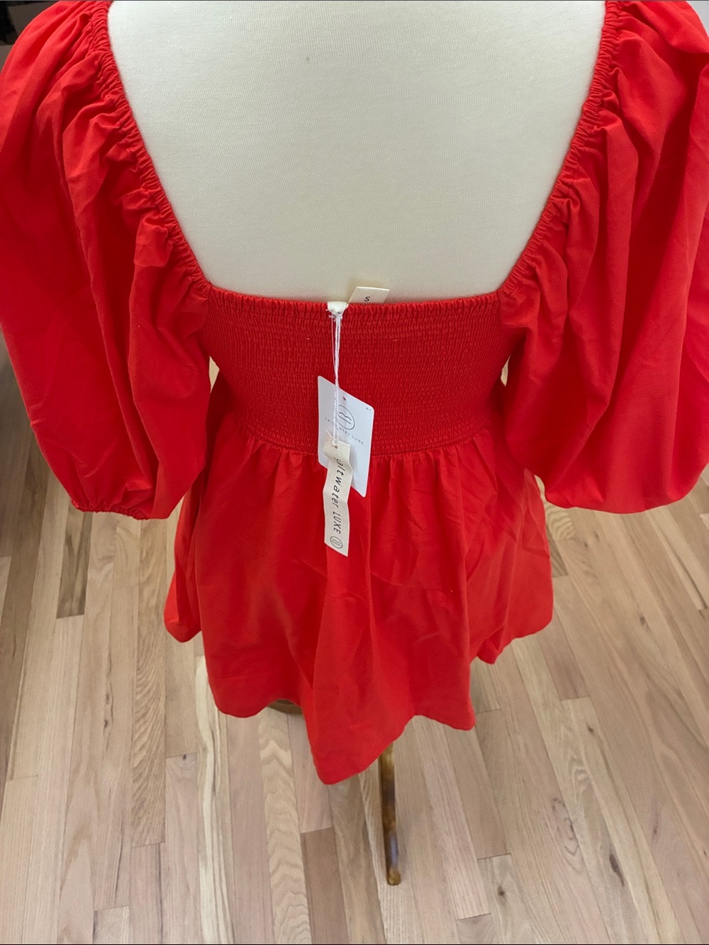 saltwater LUXE Red Puff-Sleeve Square-Neck Mini Dress - Picture 3 of 7